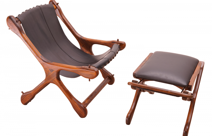 Sling Chair with Ottoman by Don Shoemaker